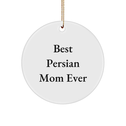 Funny Persian Cat Mom Gifts for Her, Circle Ornament 'Best Persian Mom Ever', White, Christmas Unique - Image 1
