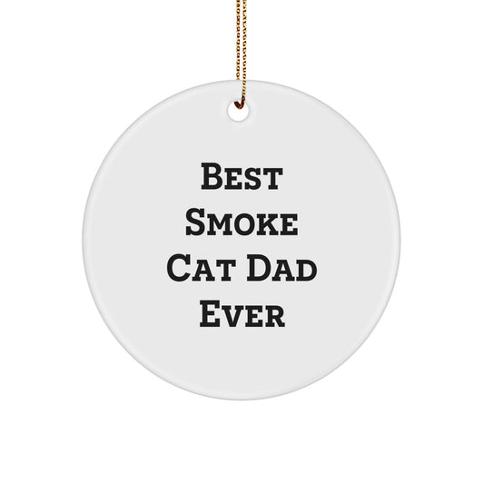Funny Smoke Cat Dad Gifts from Men to Men, Best Smoke Cat Ever Circle Ornament for Christmas Unique Gifts - Image 1