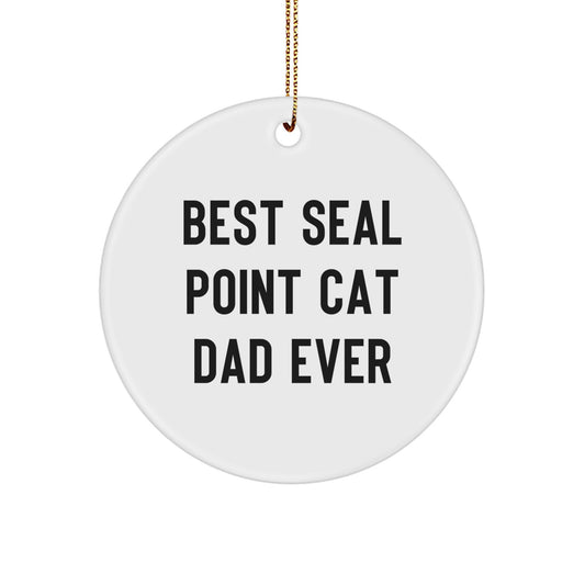 Funny Seal Point Cat Dad Gifts from Him to Her for Christmas Unique Circle Ornament - Image 1
