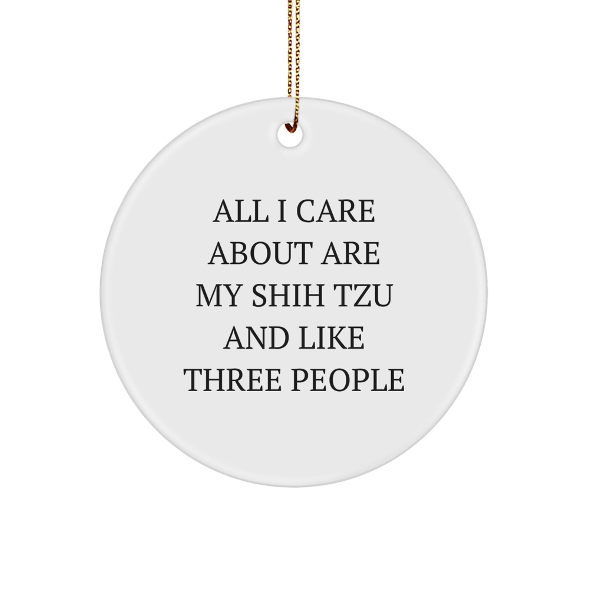 Shih Tzu Dog Lovers Funny Gifts from Friends for Shih Tzu Dog Owners, Circle Ornament, White, Christmas Unique Gifts - Image 1
