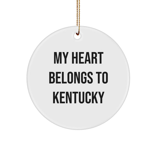 Kentucky Circle Ornament, My Heart Belongs To Kentucky, Gifts from Friends to Family, Unique Christmas Unique Gifts - Image 1