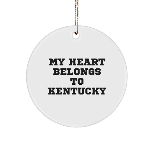 Kentucky Circle Ornament, My Heart Belongs To Kentucky, Inspirational Quote, Christmas Unique Gifts from Friend to Family, 2.75\ - Image 1