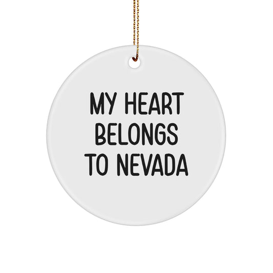Nevada Circle Ornament 'My Heart Belongs To Nevada' - Gifts from Friends to Family - Image 1
