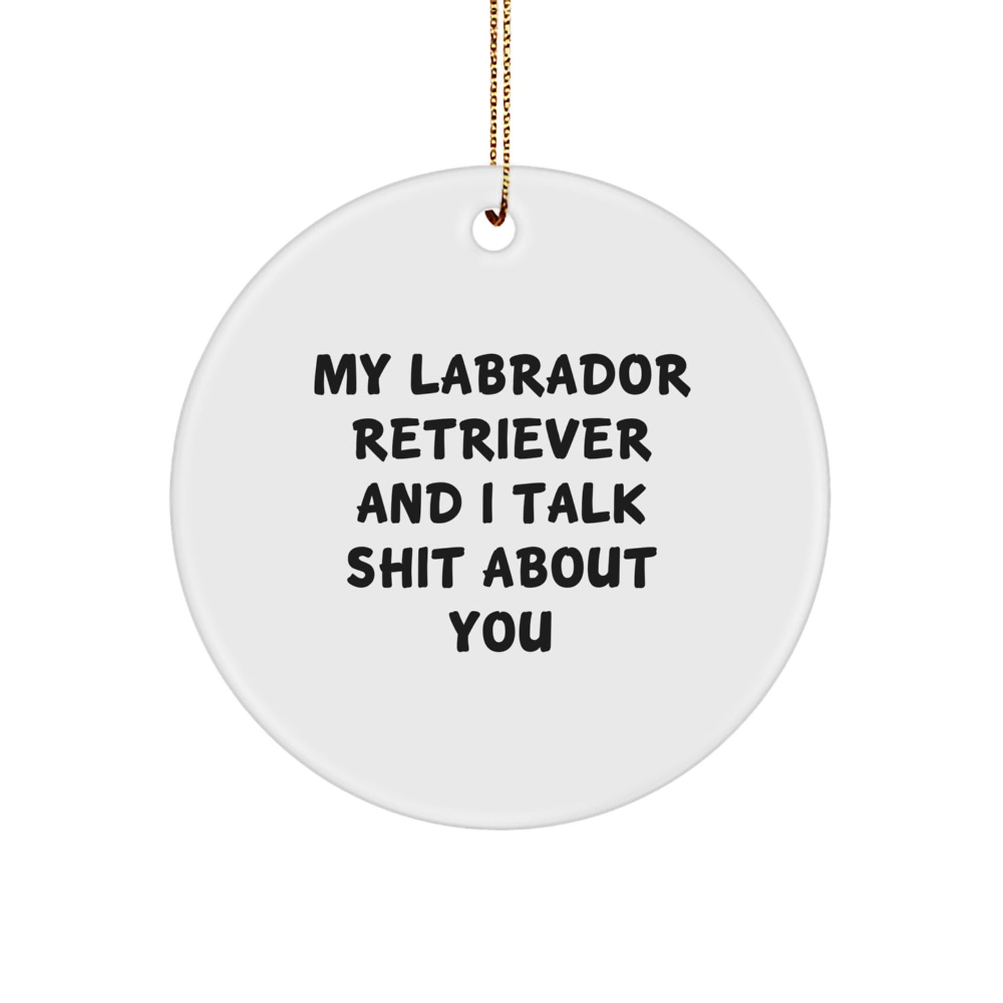 Funny Labrador Retriever Dog Gifts from Men, Women, Friends, and Family for Christmas Unique Ornaments - 'My Labrador Retriever And I Talk Shit About You' Circle Ornament - Image 1