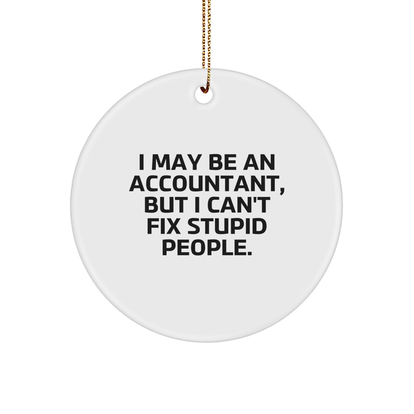 Funny Accountant Gifts for Men, Christmas Unique Circle Ornament with I May Be An Accountant, But ' I Can't Fix Stupid People. - Image 1