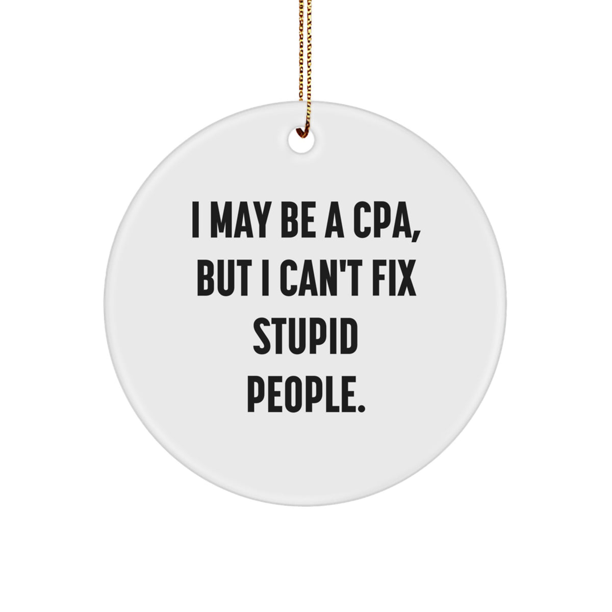 Funny CPA Gifts for Men, 'I May Be A Cpa, But I Can't Fix Stupid People.', Circle Ornament for Christmas Unique Gifts from Friends - Image 1