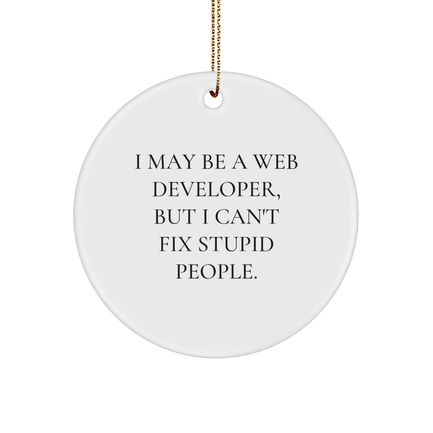 Funny Web Developer Gifts from Men, Circle Ornament for Web Developers, I May Be A Web Developer But I Can't Fix Stupid - Christmas Unique Gifts for Family - Image 1