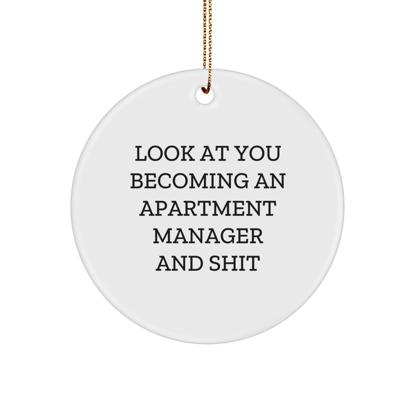 Funny Apartment Manager Gifts - Circle Ornaments for the New Apartment Manager 'Look At You Becoming An Apartment Manager And Shit' Christmas Unique Gifts from Friends - Image 1