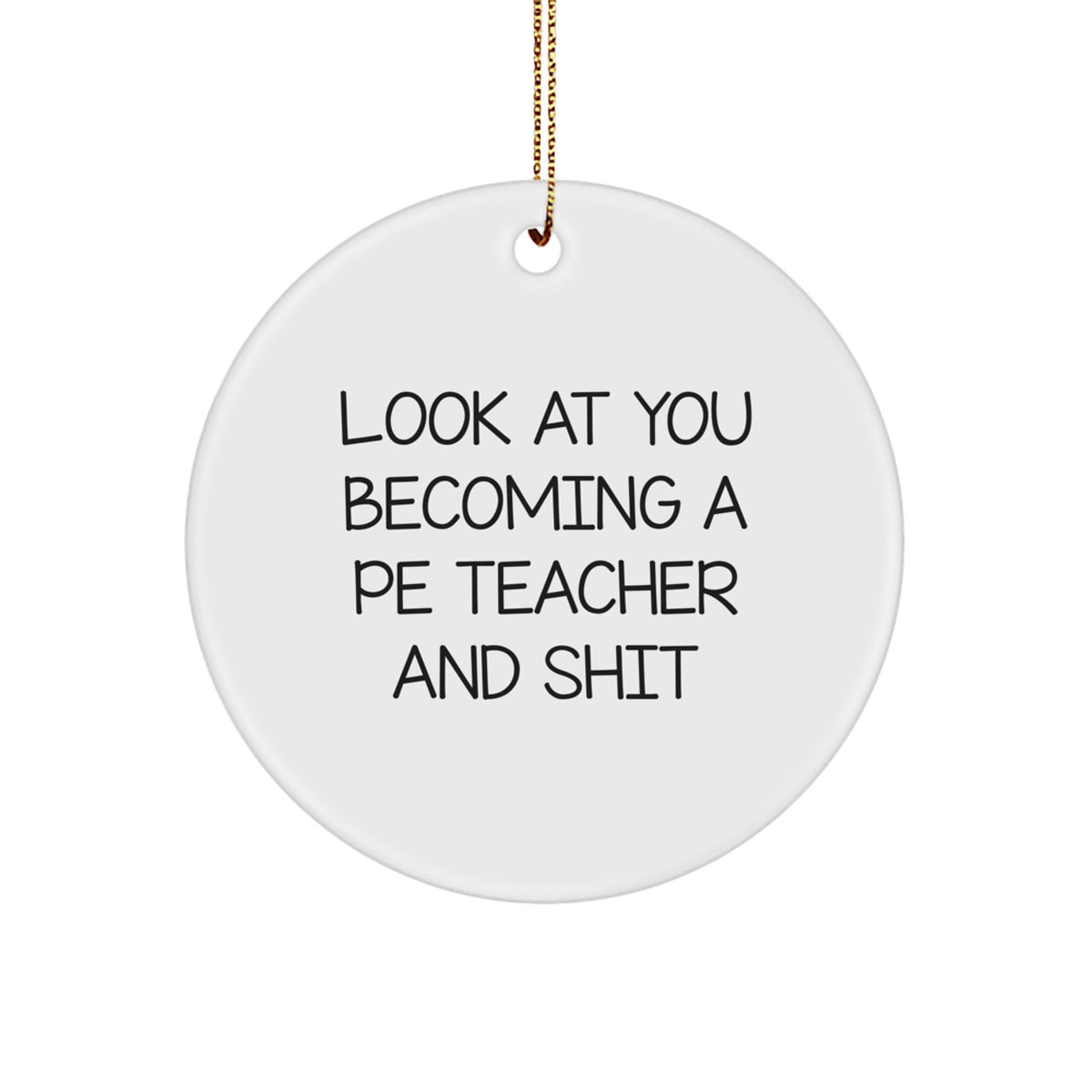 Christmas Ornament Gift for Family Hilarious PE Teacher Present - Look - Image 1