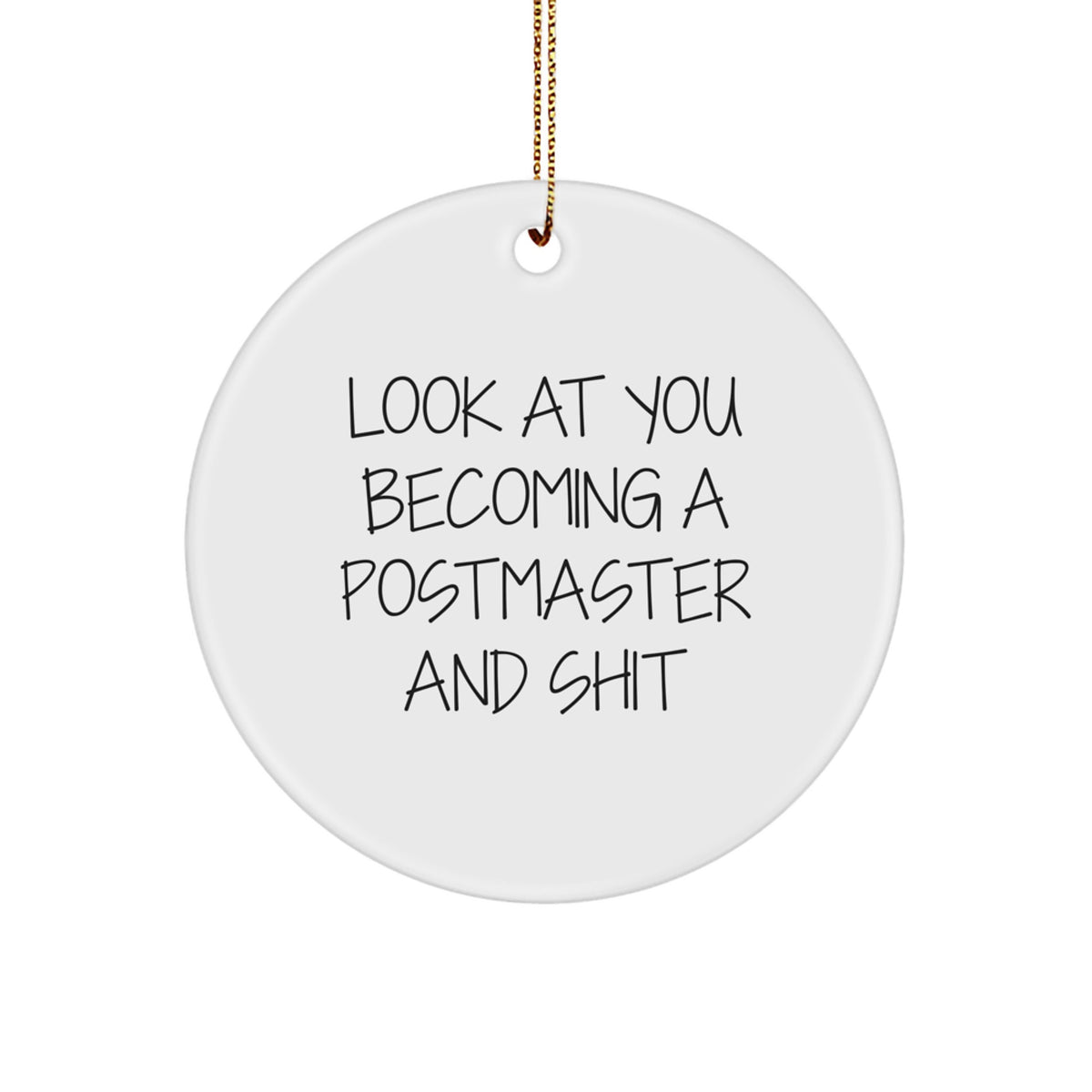 Funny Postmaster Gifts from Friends for Postmaster Men Christmas Unique Ornaments 'Look At You Becoming A Postmaster And Shit' - Image 1