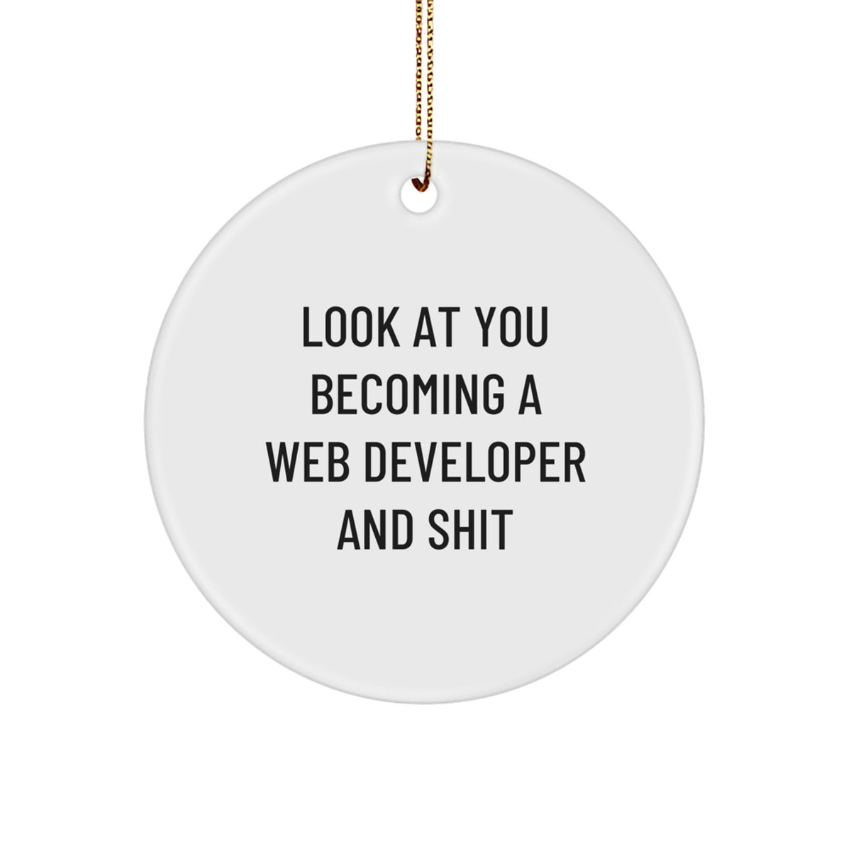 Funny Web Developer Gifts for Men, Look At You Becoming 'A Web Developer And Shit' Christmas Unique Circle Ornament from Buddy to Web Developer - Image 1