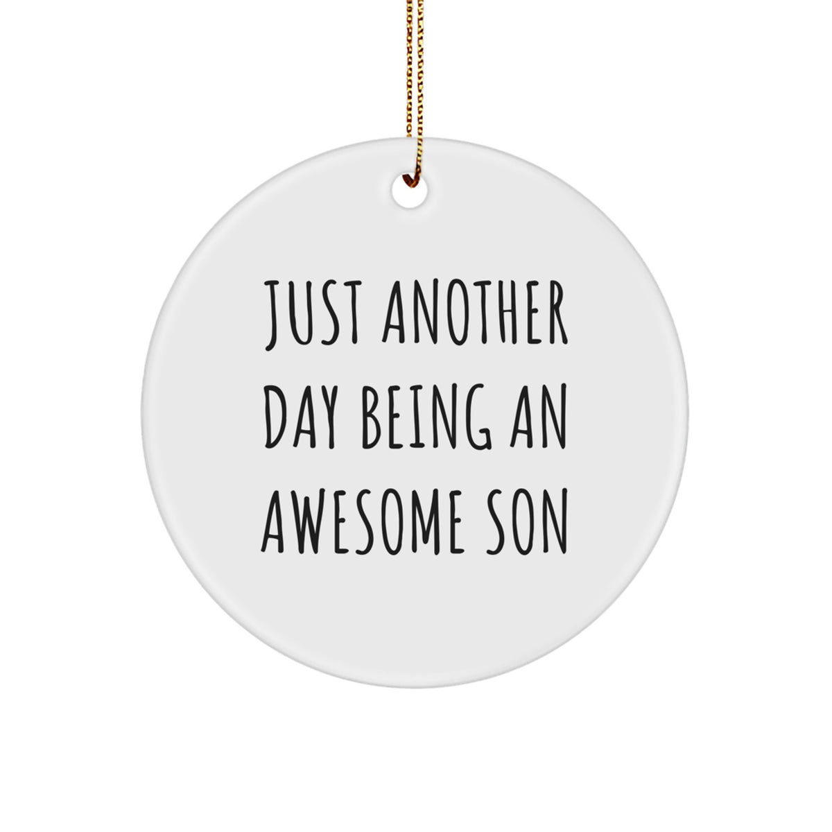 Funny 'Just Another Day Being An Awesome Son' Circle Ornaments for Sons, Christmas Unique Gifts from Family to Son, Unique Circle Ornaments for Men, Boys, and Kids - Image 1