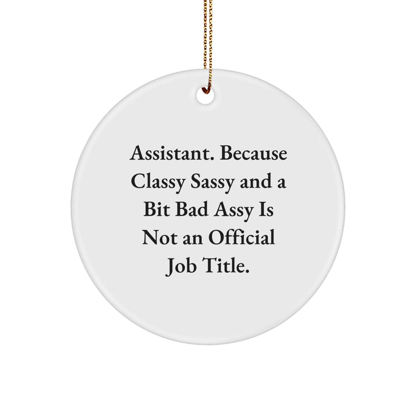 Funny Assistant Gifts Circle Ornament, Unique Christmas Unique Gift for Assistant, Circle Ornament with Sassy Quote, Gifts from Friends and Family - Image 1