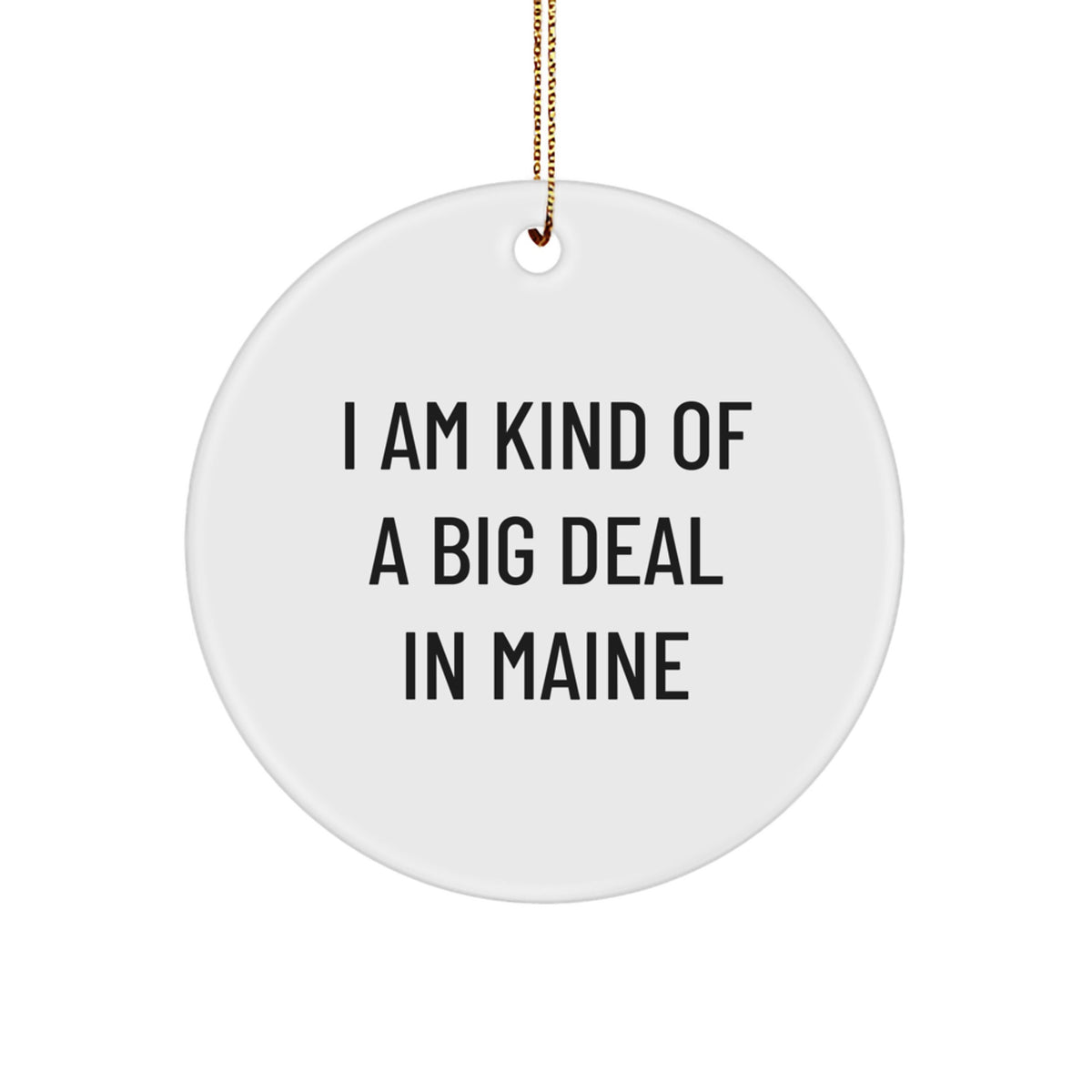 Kind of a Prime Selection in Maine Christmas Circle Ornament, Funny Quote Gifts for Friends from Maine, Maine Shaped Decor - Image 1