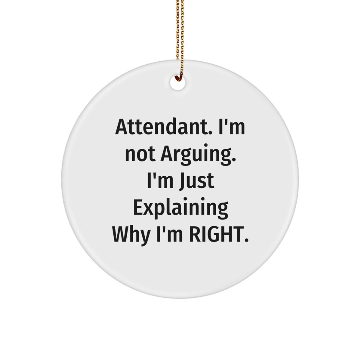 Christmas Ornament Gift for Coworkers - Attendant, Righteous Tone - Image 1