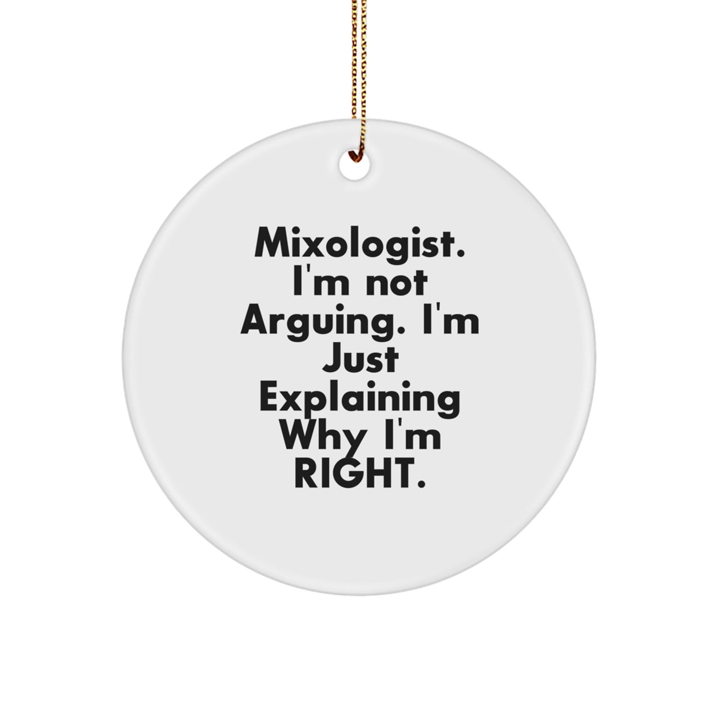 Mixologist Gifts, Funny Circle Ornament, 'I'm Not Arguing, Just Explaining...' Gifts from Family, Friends, Coworkers - Image 1