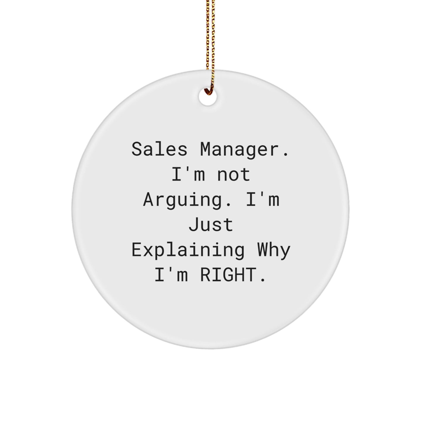 Funny Sales Manager Gifts from Coworkers for Christmas Unique Circle Ornament - Sales Manager Explaining Why I'm Right - Image 1