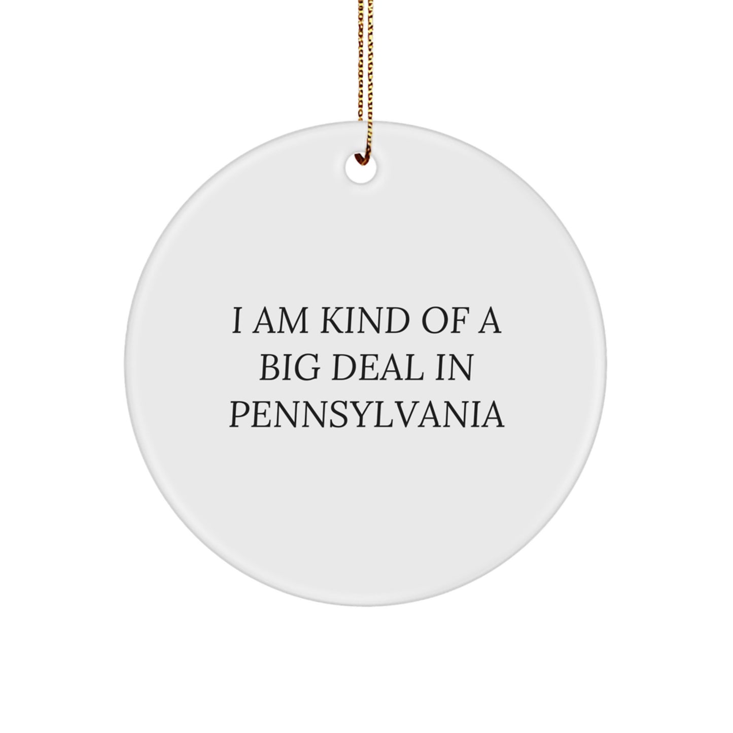 Fun Pennsylvania Christmas Unique Gifts for Men from Family, 'I Am Kind Of A Prime Selection In Pennsylvania' White Circle Ornament, Unique Pennsylvania Gifts - Image 1
