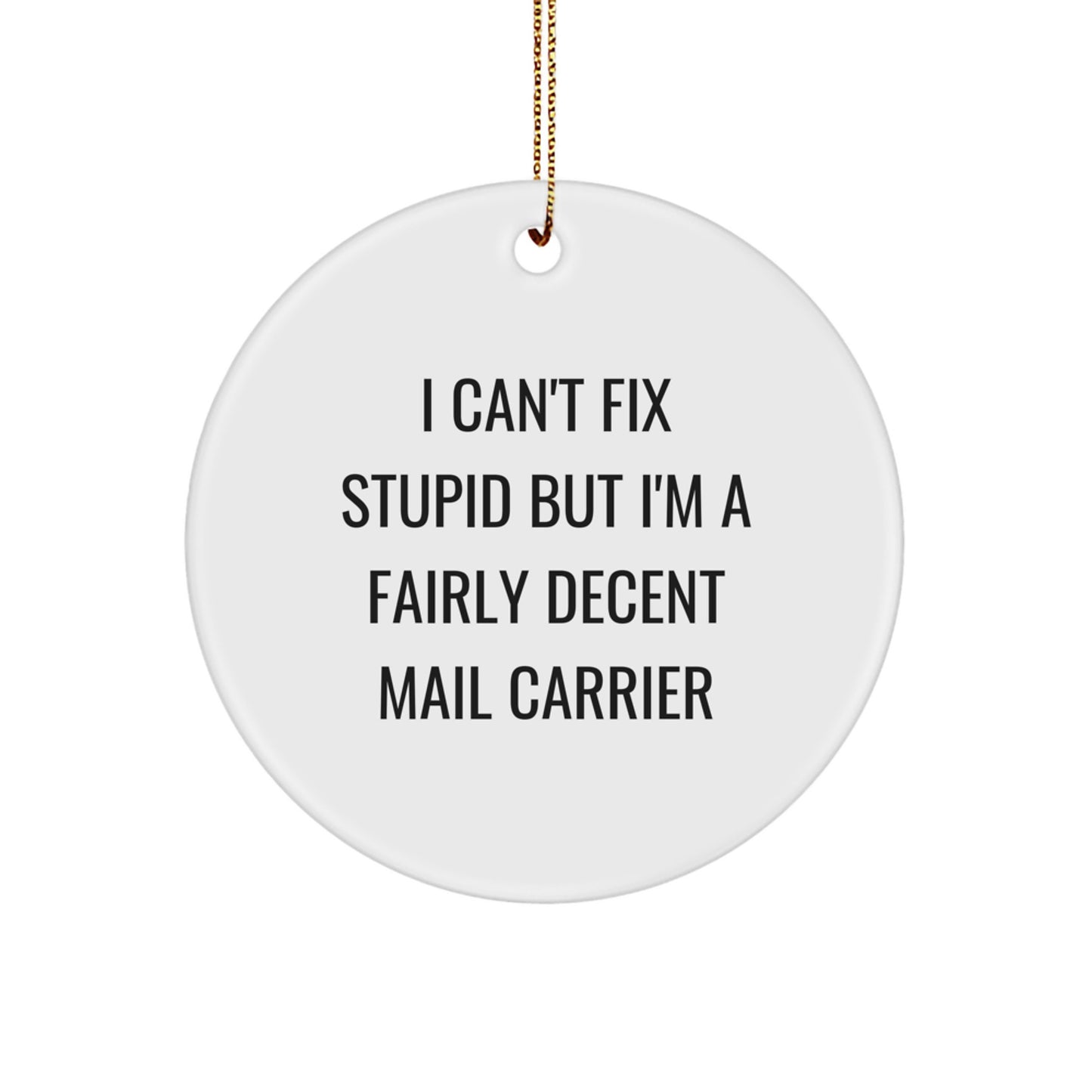 Funny Mail Carrier Gifts from Friends for Mail Carrier - I Can't Fix Stupid But I'm A Fairly Decent Mail Carrier Christmas Unique Ornament - Image 1