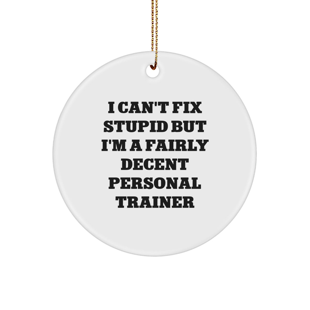 Christmas Gift Funny Personal Trainer Ornament for Her - I Can't Fix - Image 1