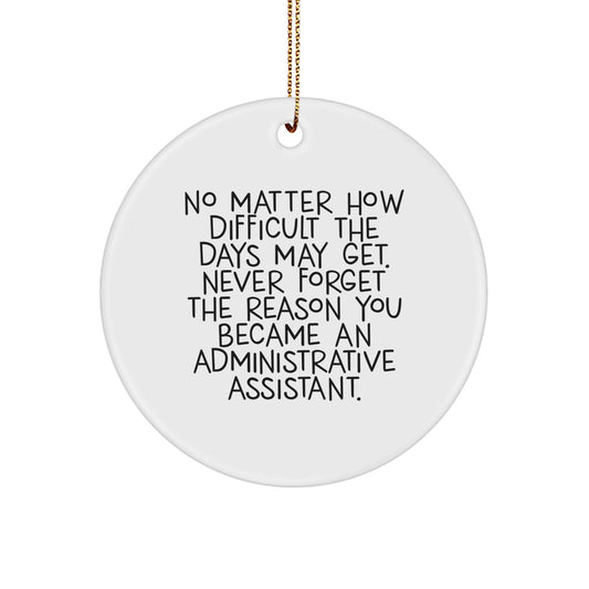 Administrative Assistant Gifts from Friends - Inspirational Circle Ornament for Christmas - Never Forget Your Reason - White - Image 1