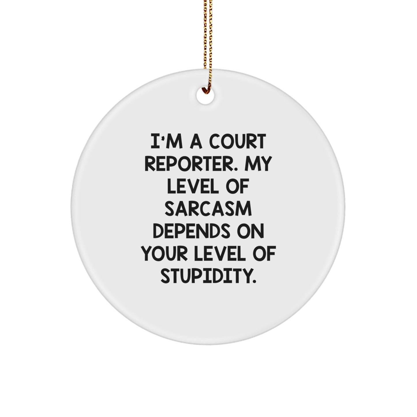Funny Court Reporter Gifts from Friends, Christmas Unique Circle Ornament for Court Reporters, Sarcasm Humor Quote - Image 1