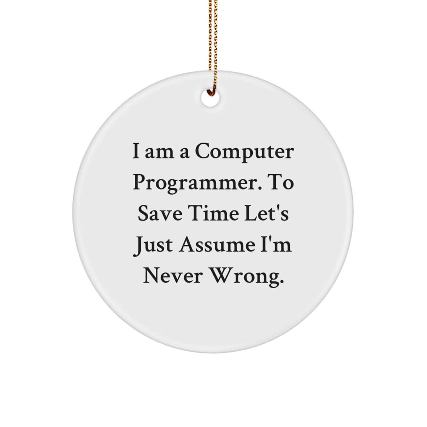 Computer Programmer Circle Ornament, Funny Quote Gifts from Friends, Christmas Unique Presents for Men - Image 1