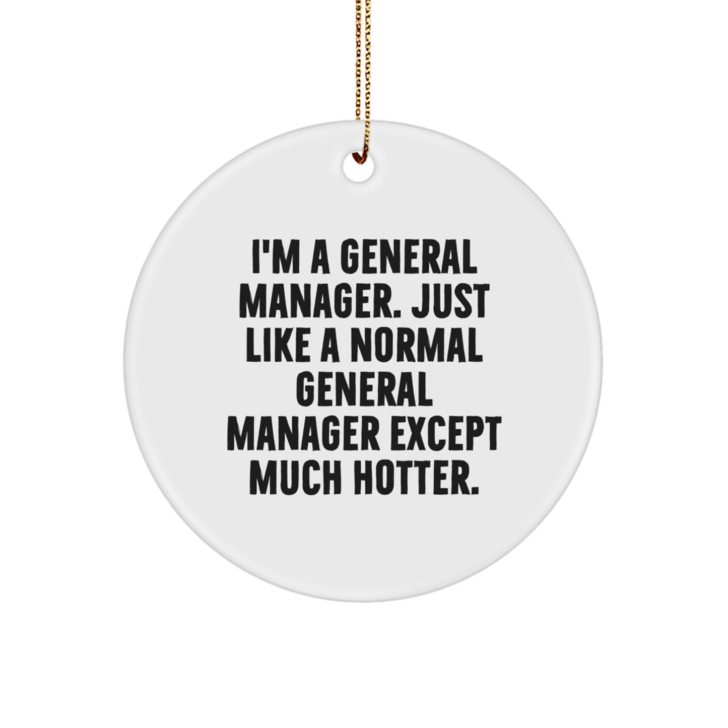 Funny General Manager Gifts from Friends, Unique Christmas Circle Ornament for General Manager, I'm A General Manager. Just Like A Normal General Manager Except Much Hotter. - Image 1