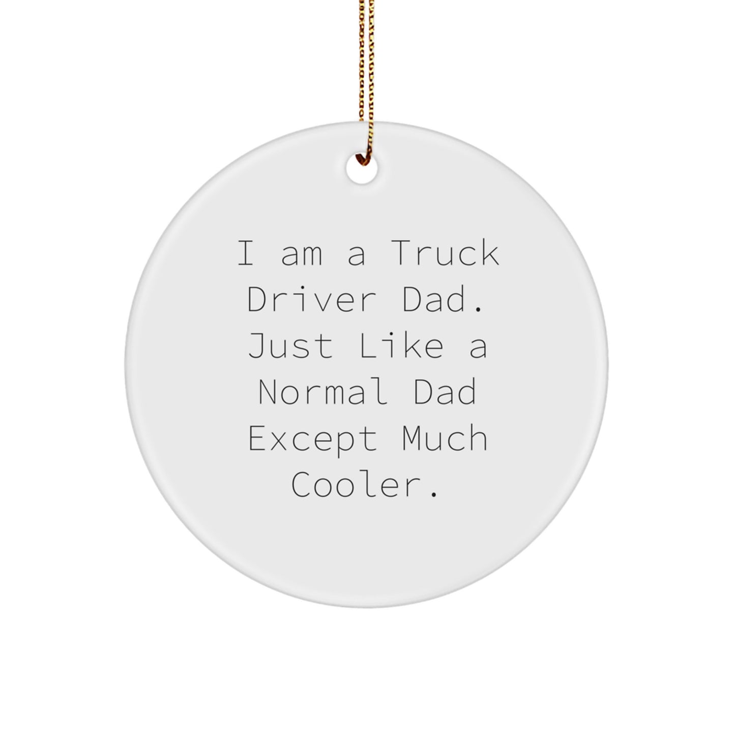 Cool Truck Driver Dad Gifts, Funny Circle Ornament for Men, Christmas Unique Presents from Friends, Family, or Coworkers - Image 1