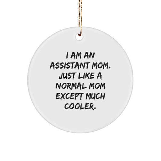 Funny Assistant Gifts from Mom: I Am An Assistant Mom Circle Ornament, White, 2.75'' Tall, Ideal Gifts for Assistant Moms, Women, or Friends this Christmas - Image 1