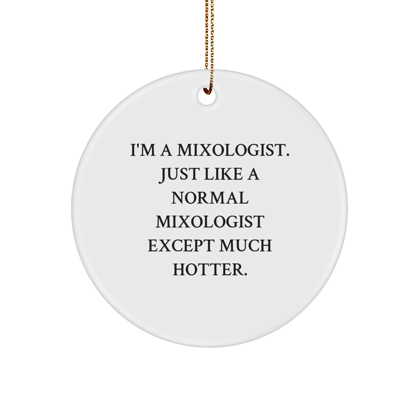 Funny Mixologist Gifts from Friends for Christmas Unique Ornament, Circle Decorations with I'm A Mixologist Hotter Quote - Image 1