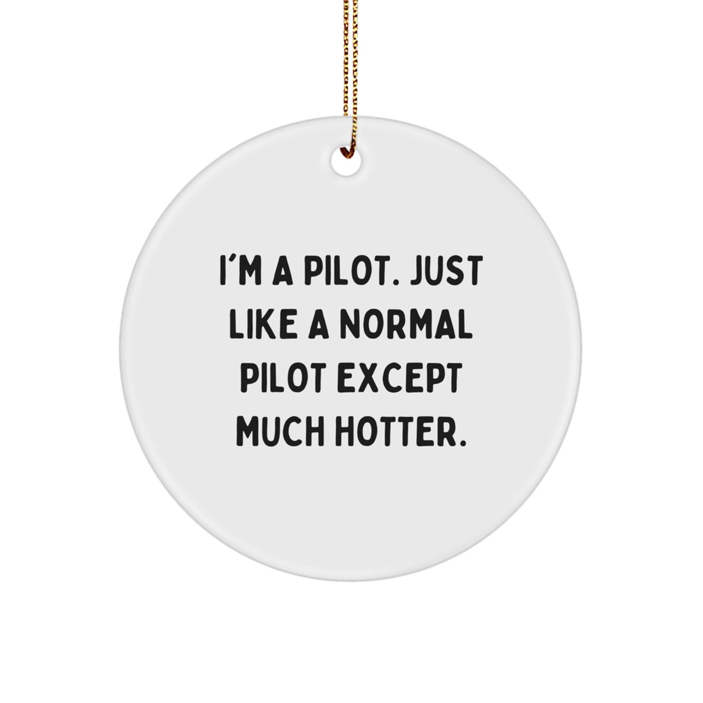 Funny Pilot Gifts from Friends for Christmas Pilot Circle Ornament, 'I'm A Pilot. Just Like A Normal Pilot Except Much Hotter.' - Image 1