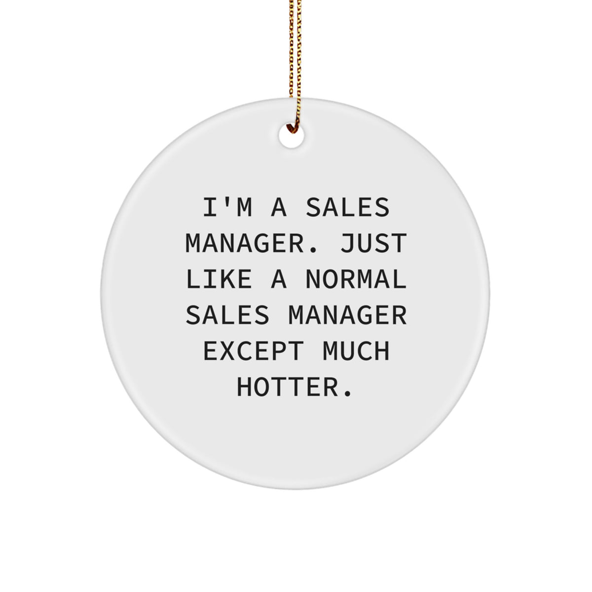 Funny Sales Manager Gifts from Boss - I'm A Sales Manager. Just Like A Normal Sales Manager Except Much Hotter. Christmas Unique Circle Ornament for Sales Manager Friends - Image 1