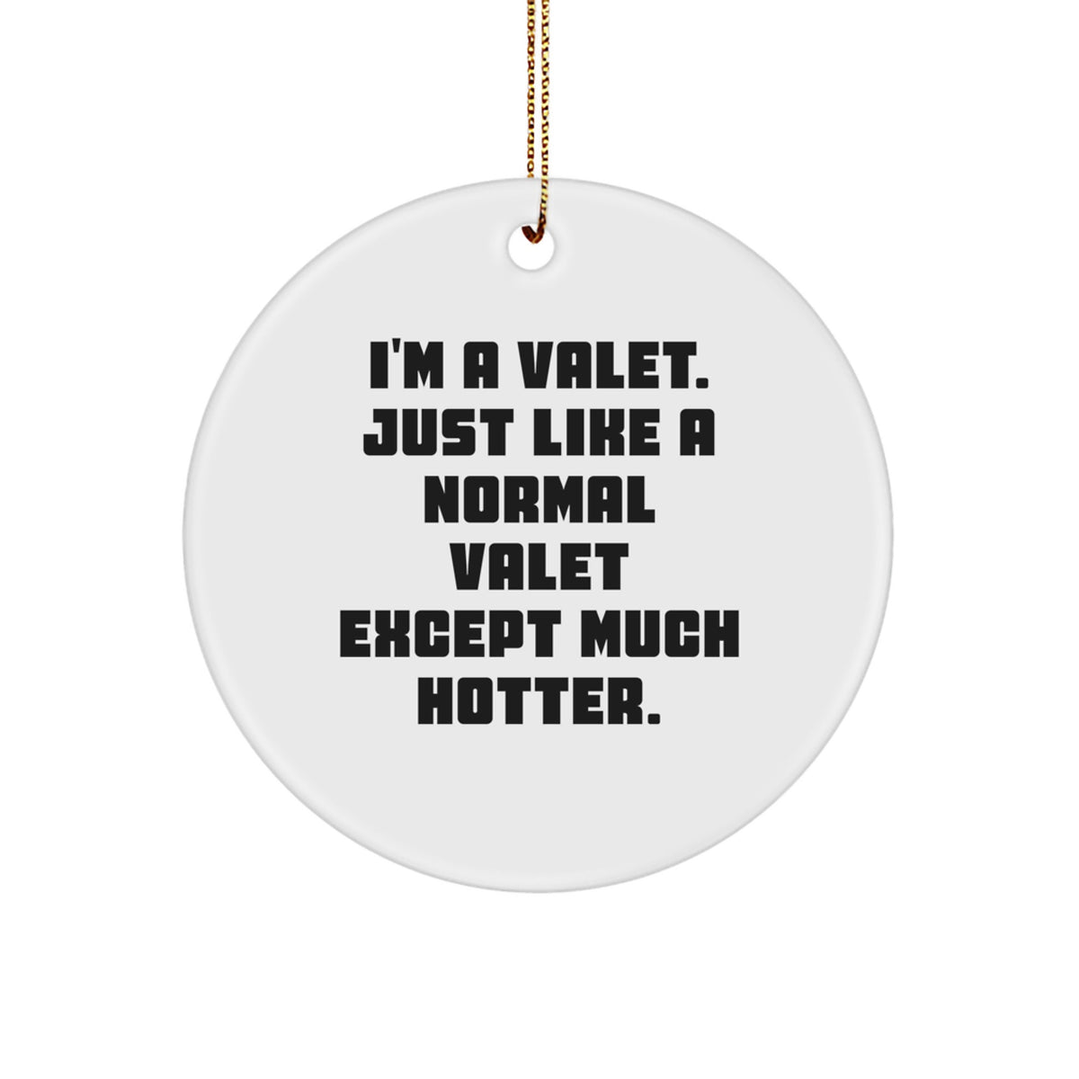 For Him Valet Christmas Ornament White Keepsake Gift Gold Cord - Image 1