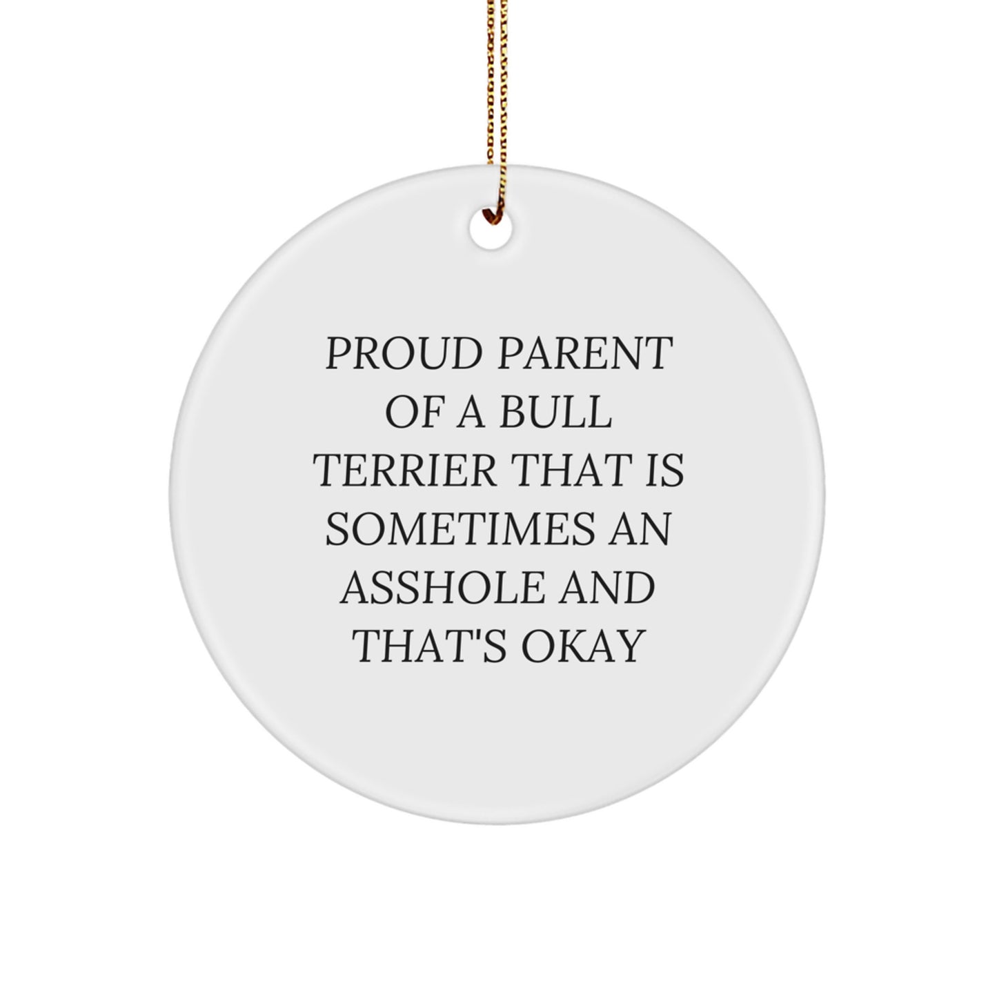 Funny Bull Terrier Dog Lover Circle Ornament, Gifts from Mom to Daughter for Christmas, Unique Bull Terrier Dog Mom Gifts for Home Decor - Image 1