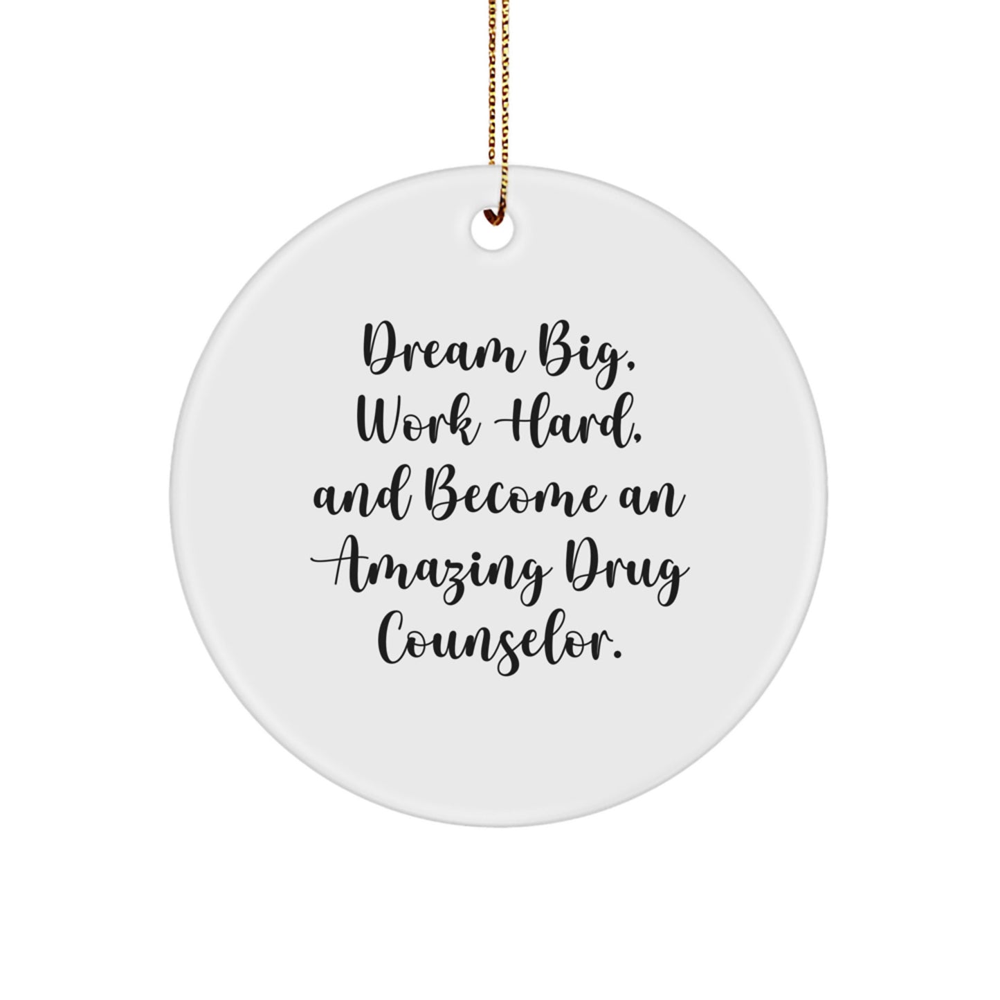 Funny Inspirational Drug Counselor Gifts from Friends for Christmas Unique Circle Ornament - 'Dream Big, Work Hard, And Become An Amazing' - Image 1