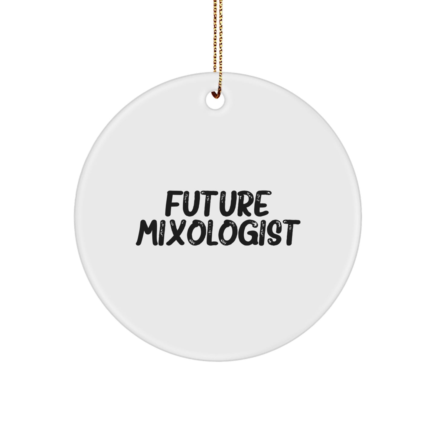 Funny Future Mixologist Circle Ornament, Gifts from Friends for Christmas Unique Gifts, 'Future Mixologist' Quote, White Circle Ornament for Men, Women, or Coworkers - Image 1