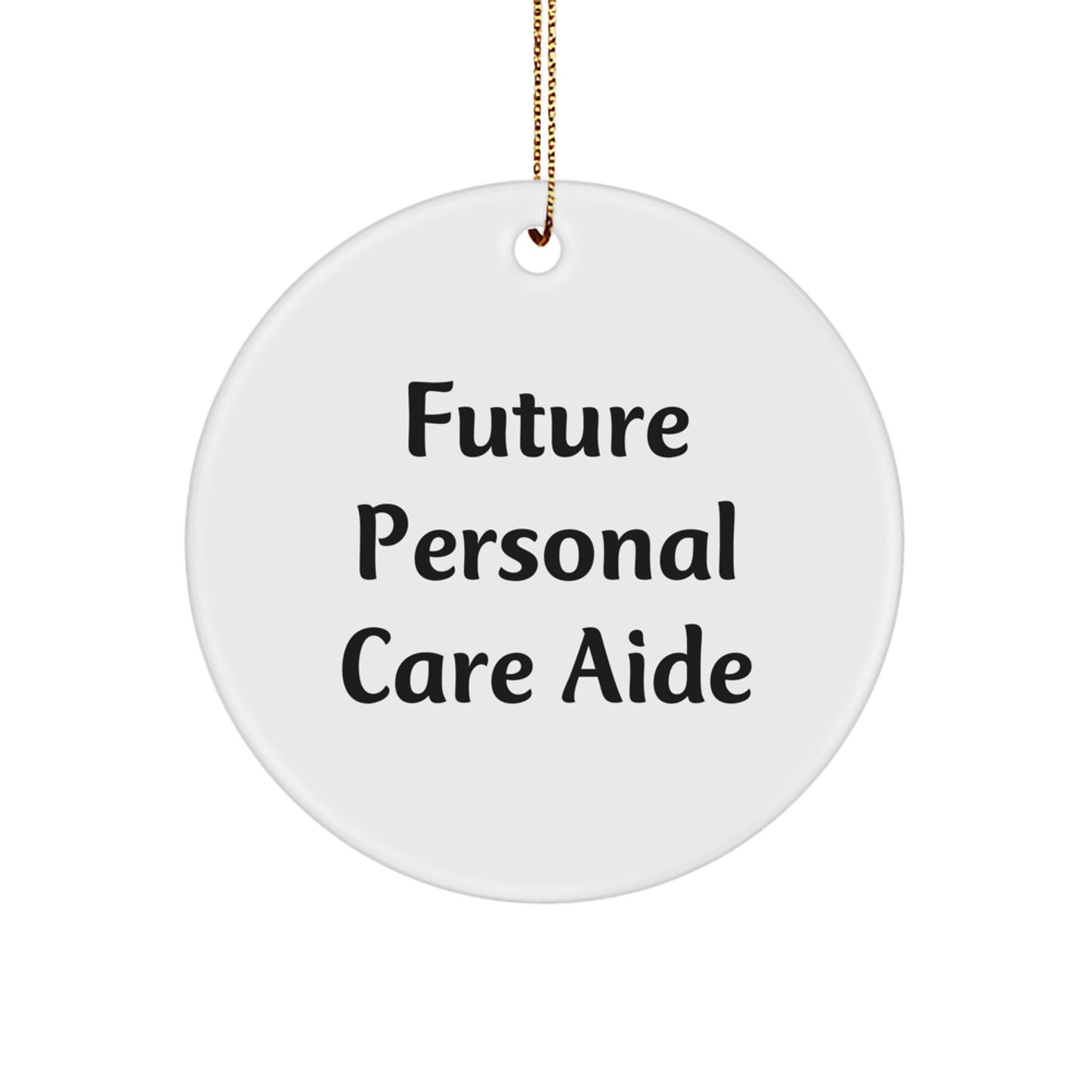 Funny Future Personal Care Aide Gifts from Men, Women, Coworkers, and Family - Christmas Circle Ornament with Inspirational Quote - Image 1