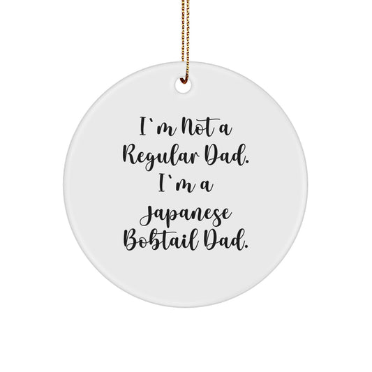 Funny Japanese Bobtail Cat Dad Gifts from Men for Christmas Unique Circle Ornament - Image 1