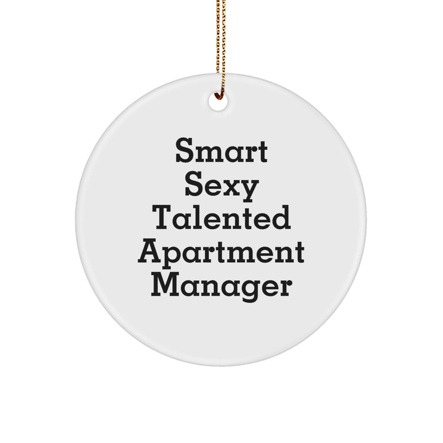 Smart Sexy Talented Apartment Manager Christmas Circle Ornament, Gifts from Friends and Family, 'A Master of Efficiency' - Image 1