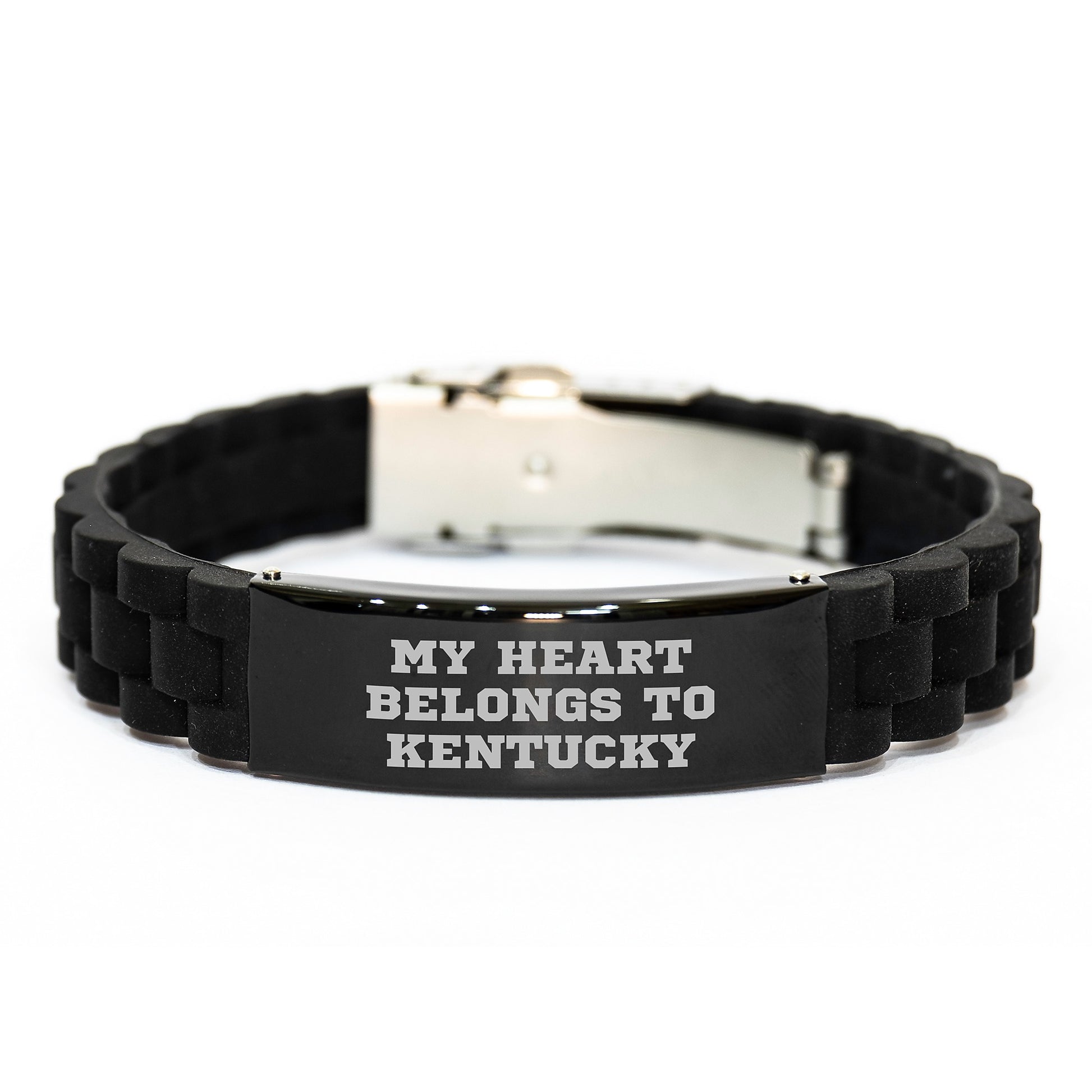 Kentucky Inspired Glide lock Clasp Bracelet, 'My Heart Belongs To Kentucky', Ideal Gifts for Kentucky Lovers, Birthday Unique Gift for Men, Women, Friends, Family - Image 1