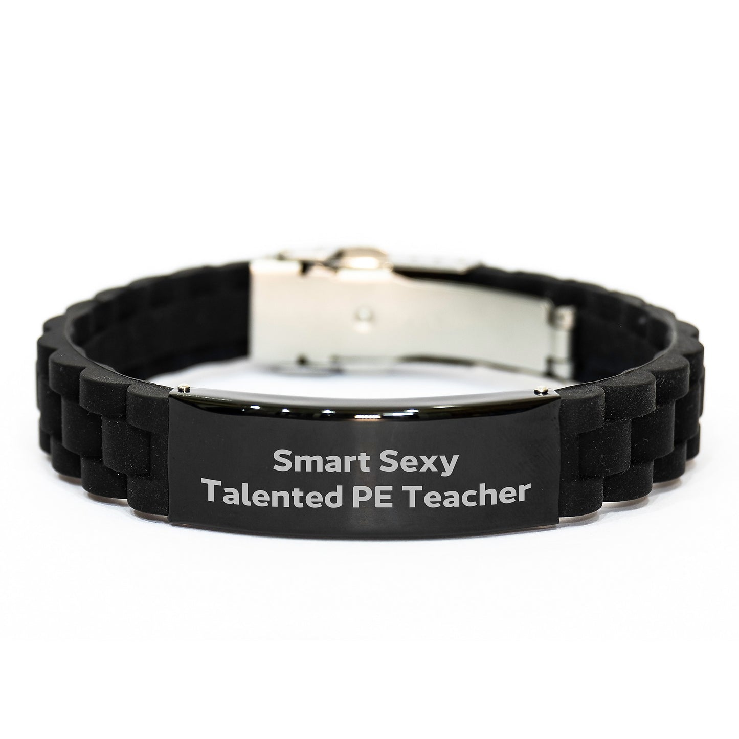 Funny PE Teacher Gifts for Men, Smart Sexy Talented PE Teacher Glide lock Clasp Bracelet, Adjustable, Black, Graduation Unique Gifts from Men to PE Teacher - Image 1
