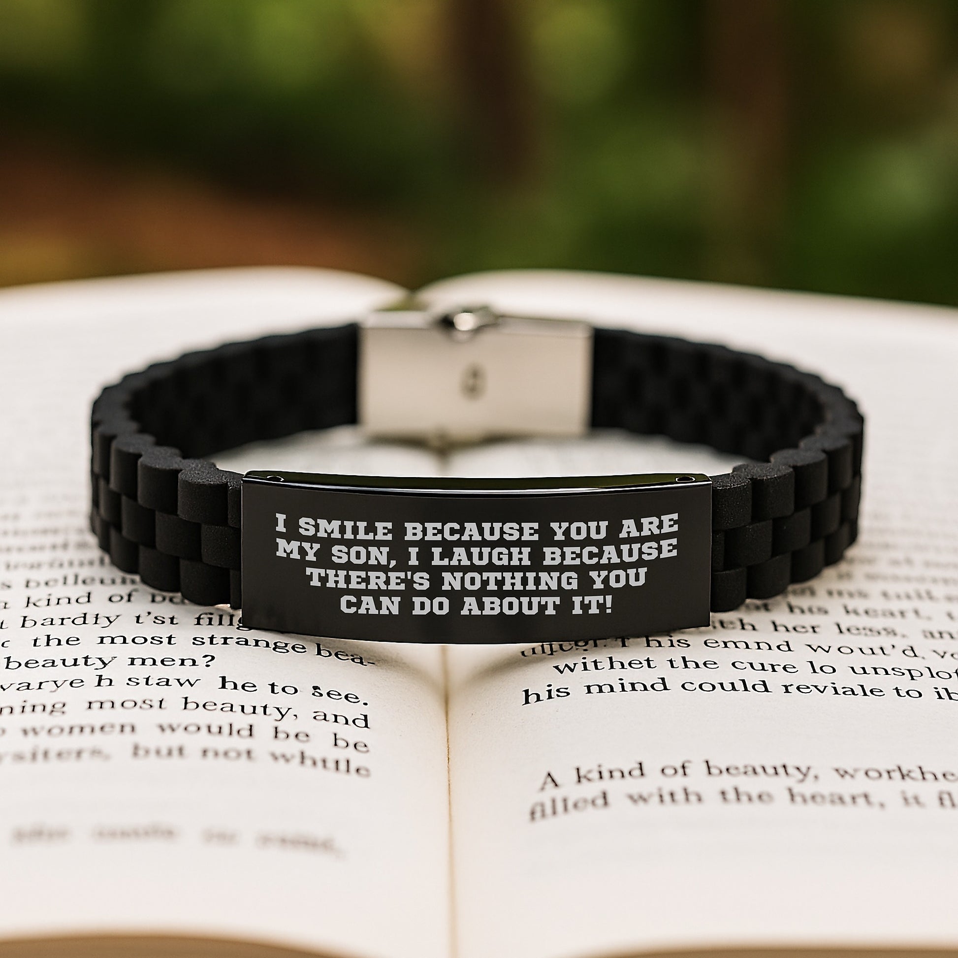 Funny Son Gifts from Dad to Son Glide lock Clasp Bracelet, Christmas Unique for Men, Funny Son Quotes for Son - Image 2