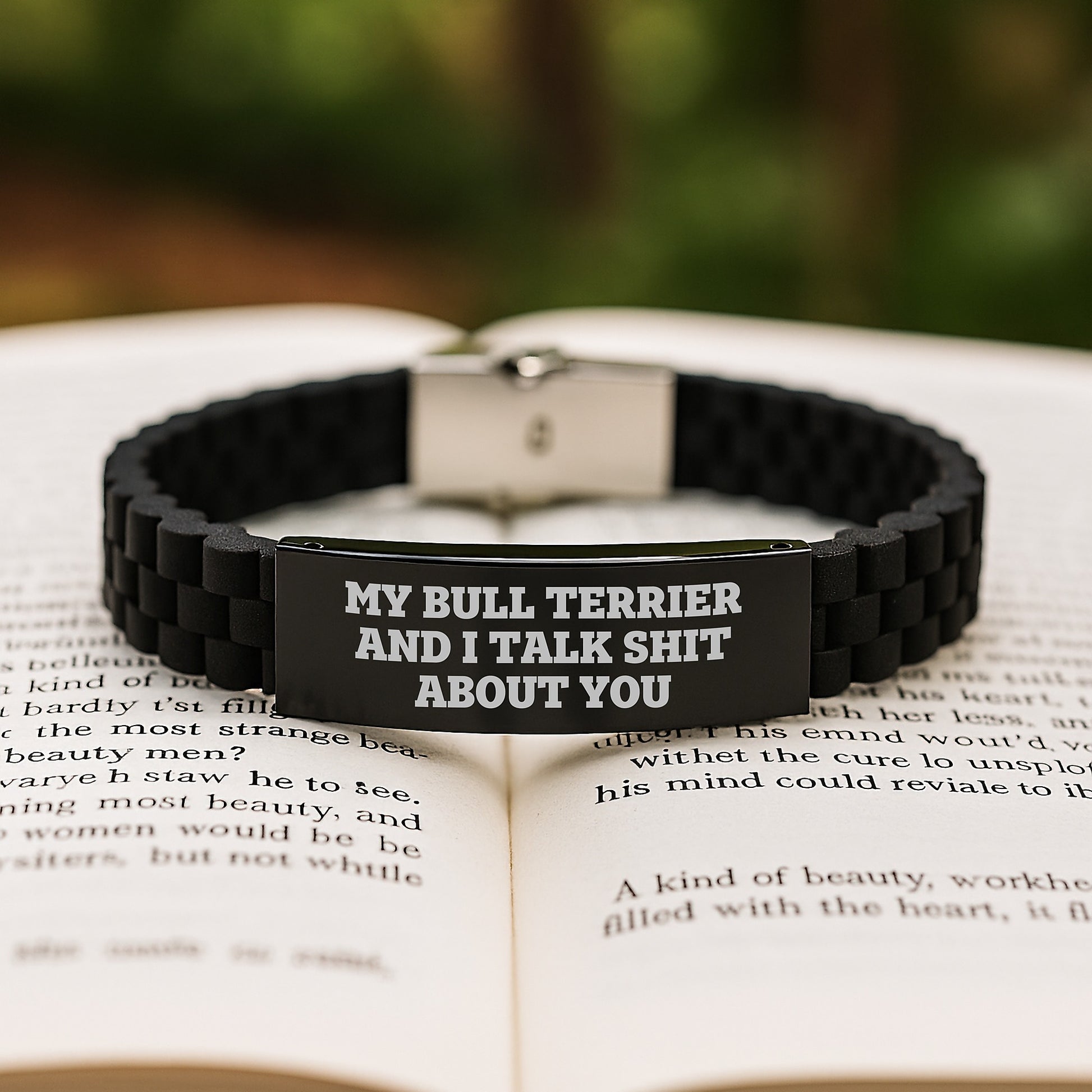Funny Bull Terrier Dog Lover Gifts from Friends for Christmas Unique Personalized Glide lock Clasp Bracelet My Bull Terrier And I Talk Shit About You - Image 2