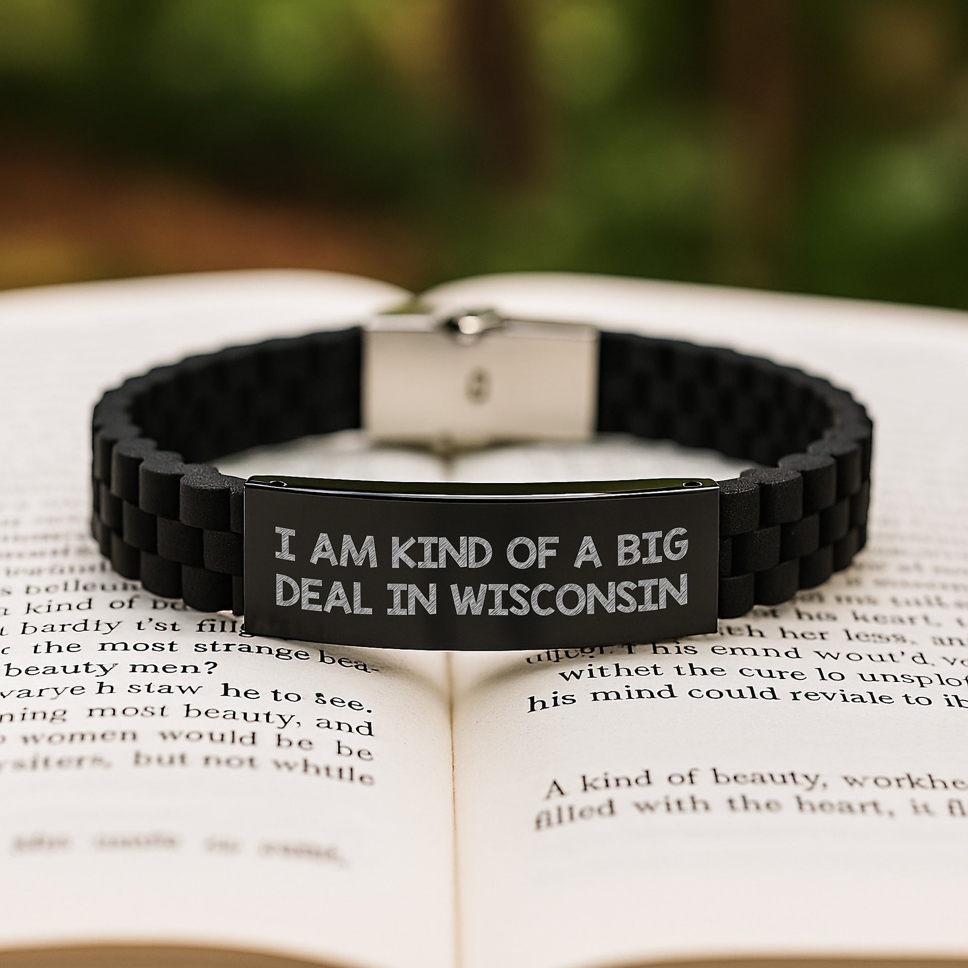 Funny Wisconsin Gifts for Family, Christmas Unique Gifts from Friends, Glide lock Clasp Bracelet with 'I Am Kind Of A Prime Selection In Wisconsin' Quote - Image 2