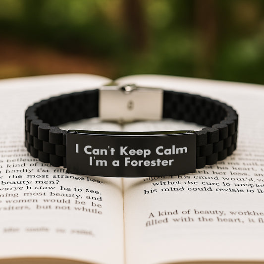 Funny Forester Gifts for Men, I Can't Keep Calm I'm A Forester Glide lock Clasp Bracelet, Christmas Unique Gifts from Friends - Image 2