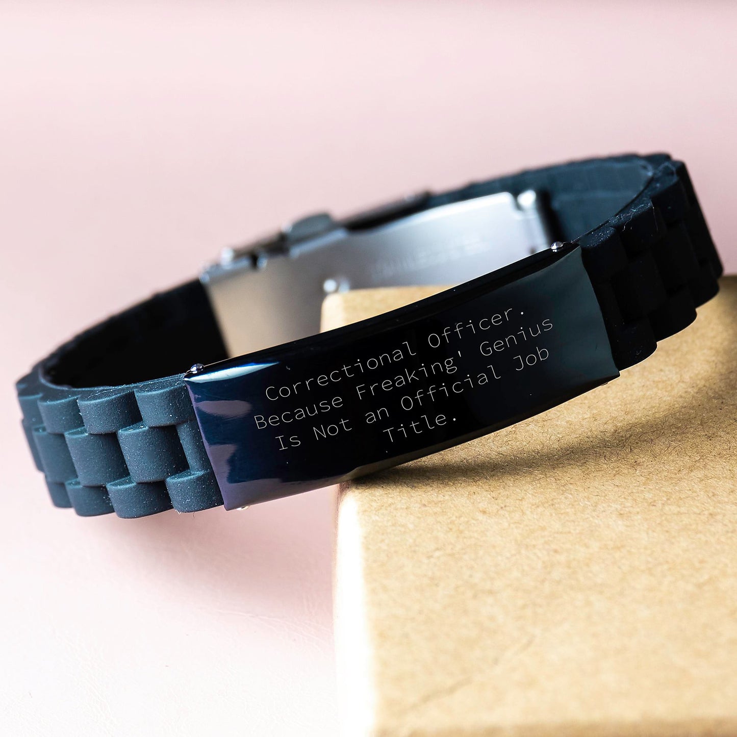 Correctional Officer Gifts from Friends - Correctional Officer. Because Freaking' genius Is Not An Official Job Title. Glide lock Clasp Bracelet for Graduation - Image 3