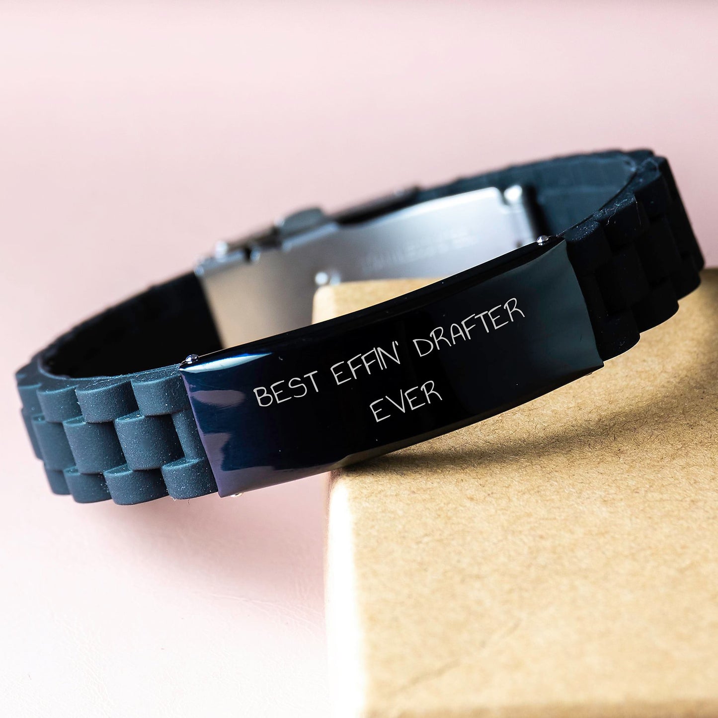 Funny Drafter Gifts from Men, Best Effin' Drafter Ever Glide lock Clasp Bracelet for Graduation Unique Gifts - Image 3