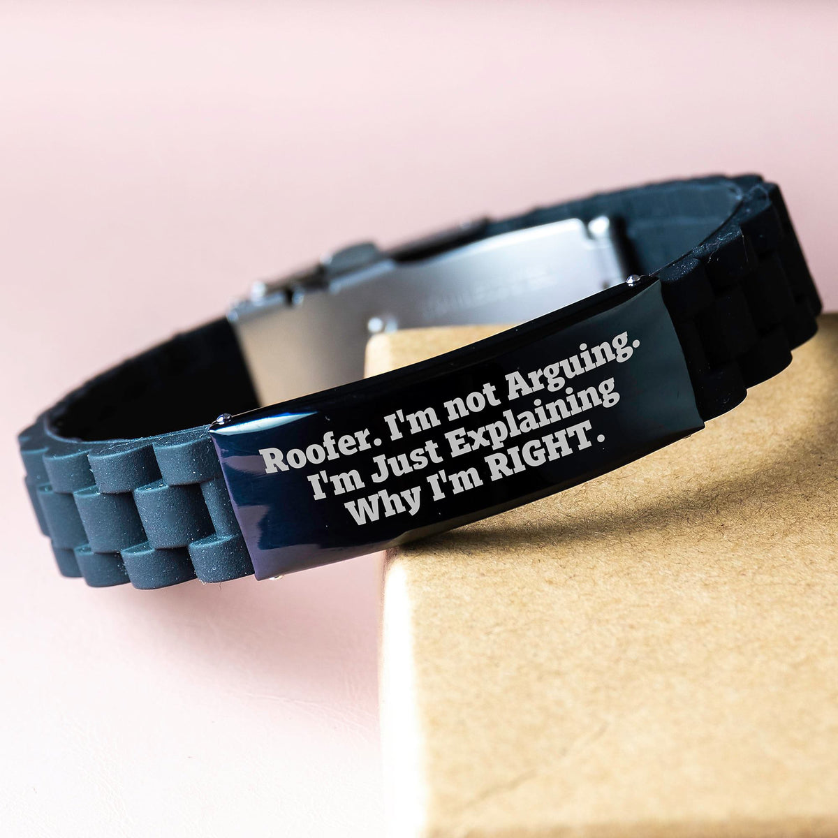 Funny Roofer Gifts, Mother's Day Unique Gifts from Men to Daughter, Glide lock Clasp Bracelet for Women, Funny Quote 'Roofer, I'm Not Arguing. I'm Just Explaining Why I'm Right.' - Image 3