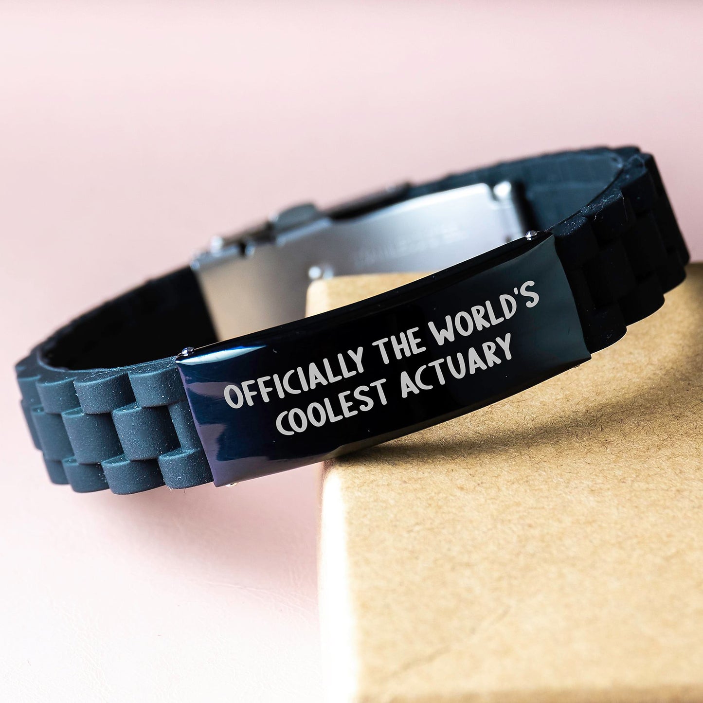 Actuary Gifts for Men, 'Officially The World's Coolest Actuary', Graduation Unique Gifts from Family, Glide lock Clasp Bracelet for Men - Image 3